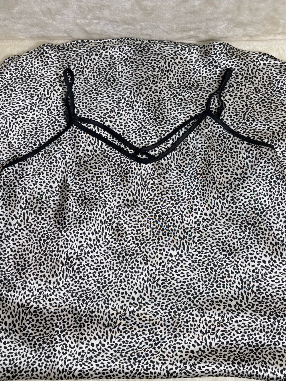 Y2K Vintage Secret Treasures Black & White Leopard-Print Long Nightgown Size S